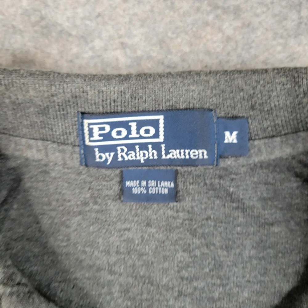 Polo Ralph Lauren Polo Shirt Mens Medium‎ Gray Solid 100% Cotton Pony Casual Top